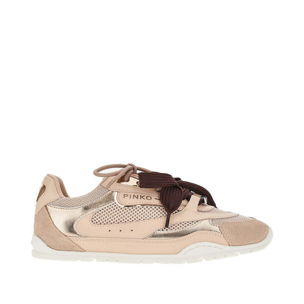 Pinko Leather And Mesh Sneakers